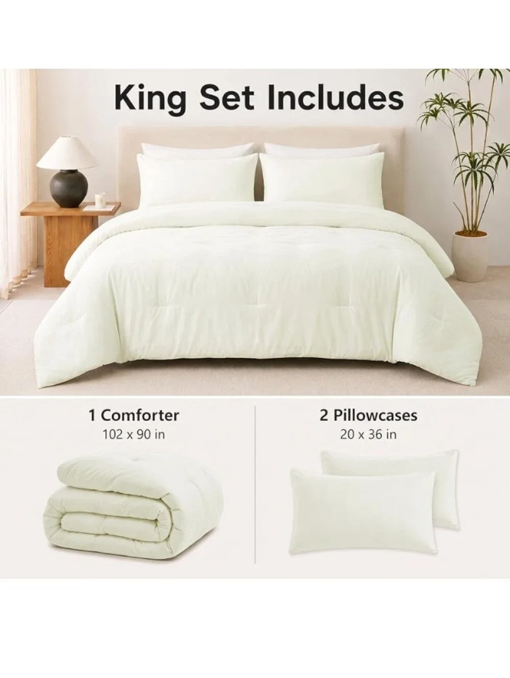 King Comforter Set, 3 Pieces Down Alternative Bedding,can Use As A Duvet Insert.